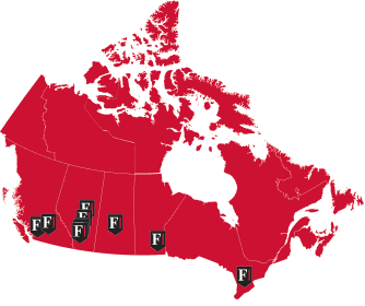 Map of Canada with multiple 'Fairway Divorce Solutions' icons placed across various regions.